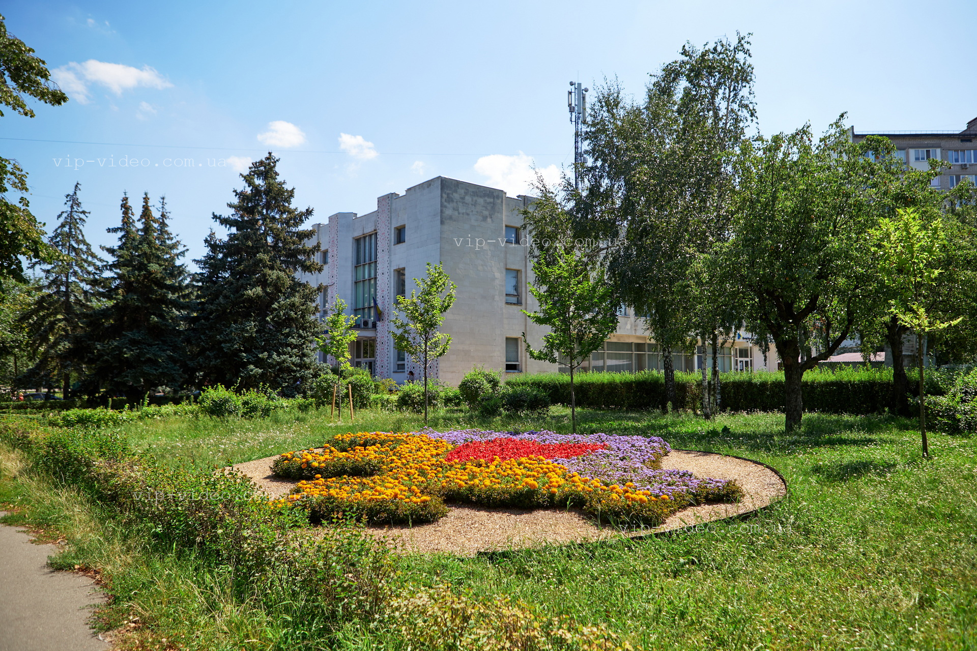 Фотографія будівлі Дарницького РАЦС міста Київ яка зроблена на фоні зеленої зони